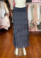 Made In Italy Messina Layered Maxi Silk Skirt