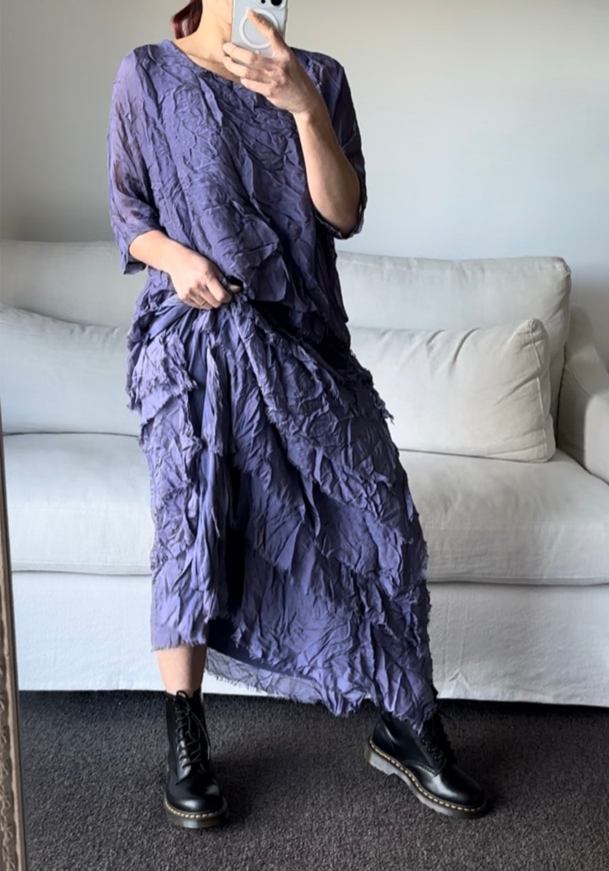 Made In Italy Messina Layered Maxi Silk Skirt