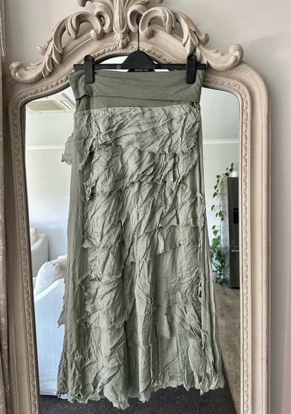 Made In Italy Messina Layered Maxi Silk Skirt