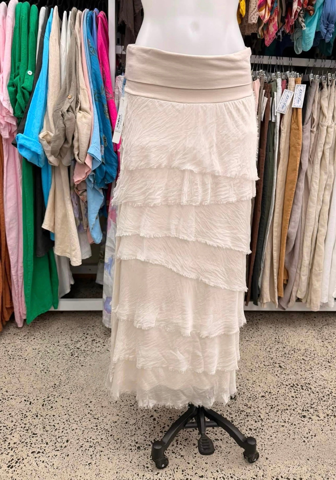 Made In Italy Messina Layered Maxi Silk Skirt