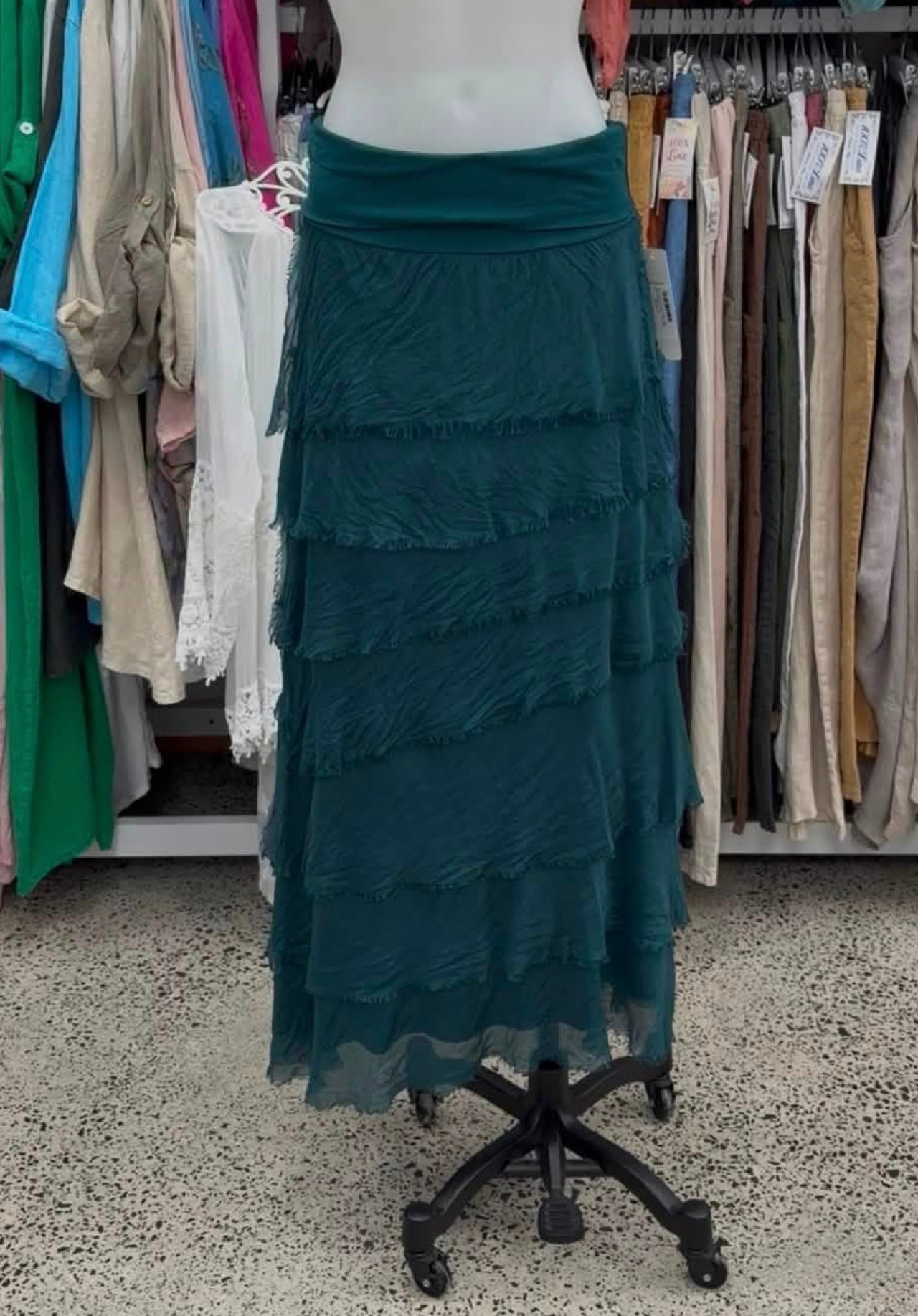 Made In Italy Messina Layered Maxi Silk Skirt
