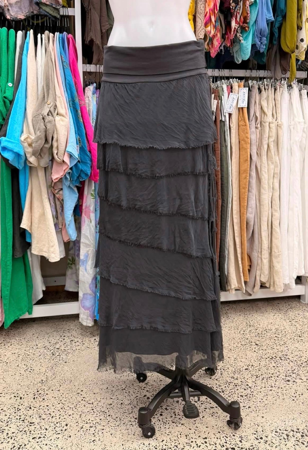 Made In Italy Messina Layered Maxi Silk Skirt