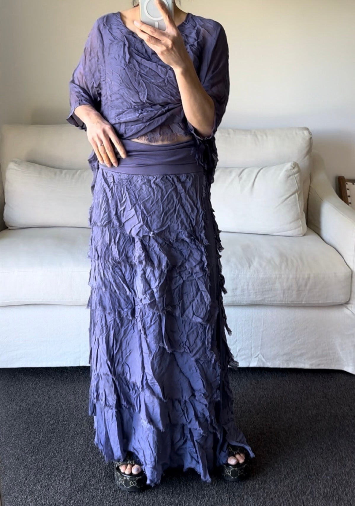 Made In Italy Messina Layered Maxi Silk Skirt