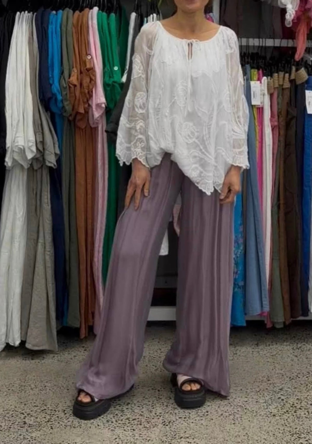 Made In Italy Odette Silk Pants