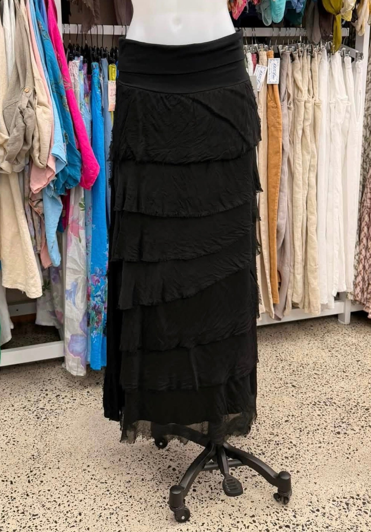 Made In Italy Messina Layered Maxi Silk Skirt