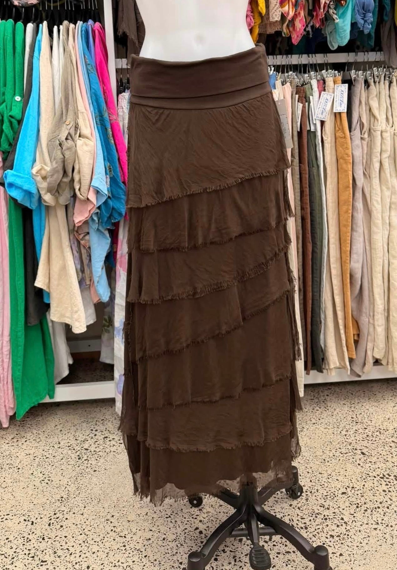 Made In Italy Messina Layered Maxi Silk Skirt