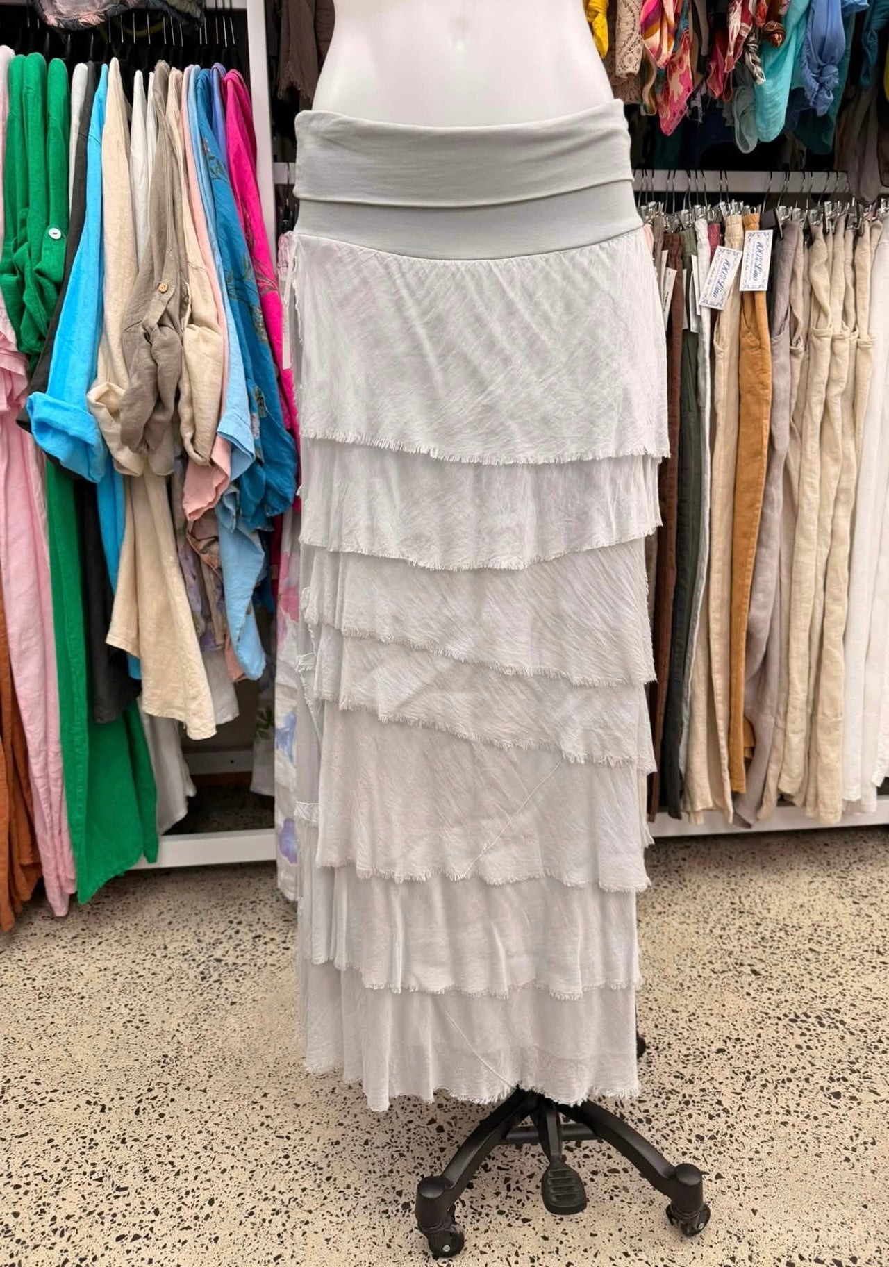 Made In Italy Messina Layered Maxi Silk Skirt