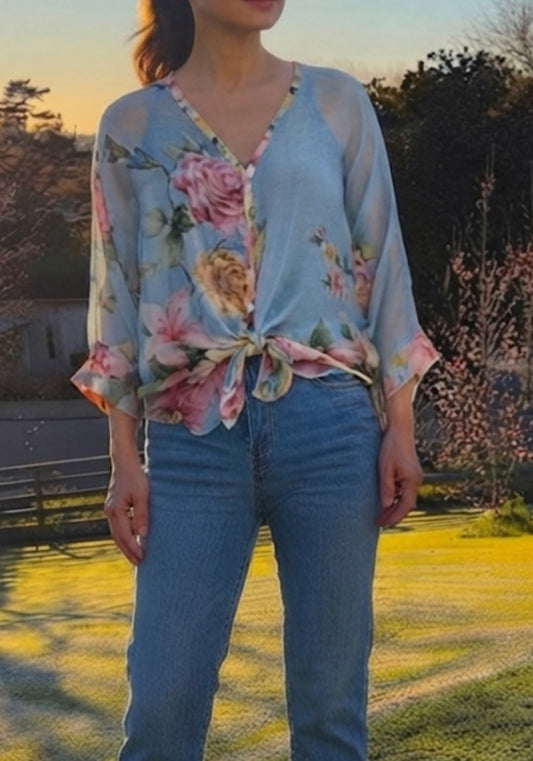 Cerelia Silk Top/Kimono (Print 2)