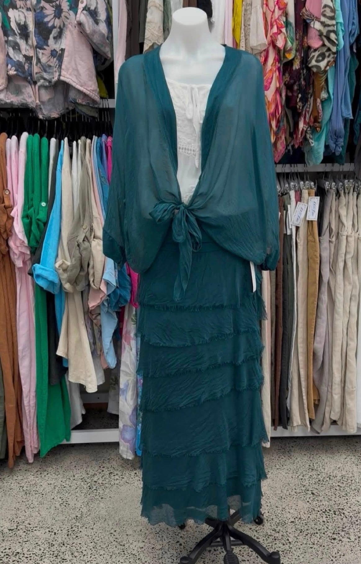 Made In Italy Messina Layered Maxi Silk Skirt