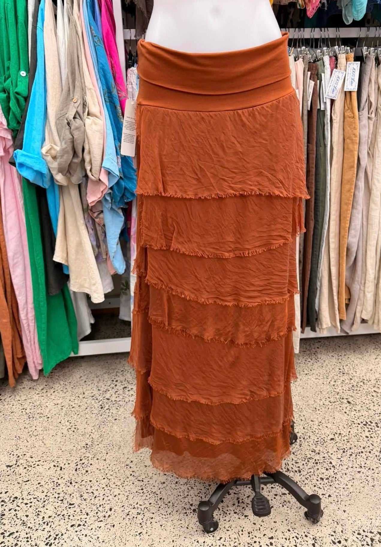 Made In Italy Messina Layered Maxi Silk Skirt
