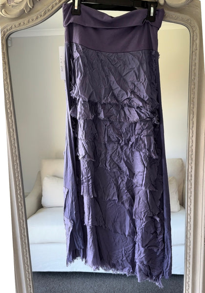 Made In Italy Messina Layered Maxi Silk Skirt