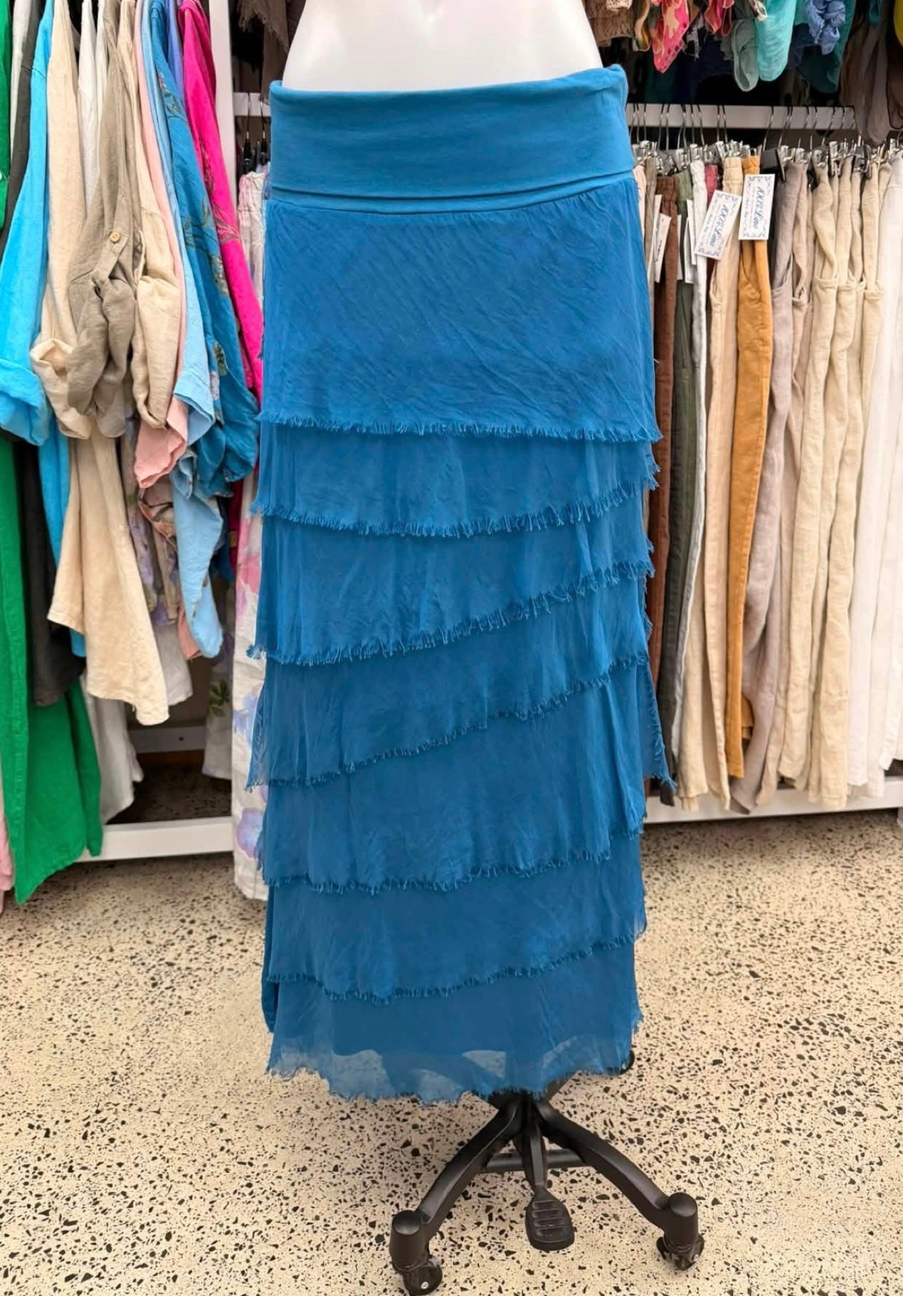 Made In Italy Messina Layered Maxi Silk Skirt
