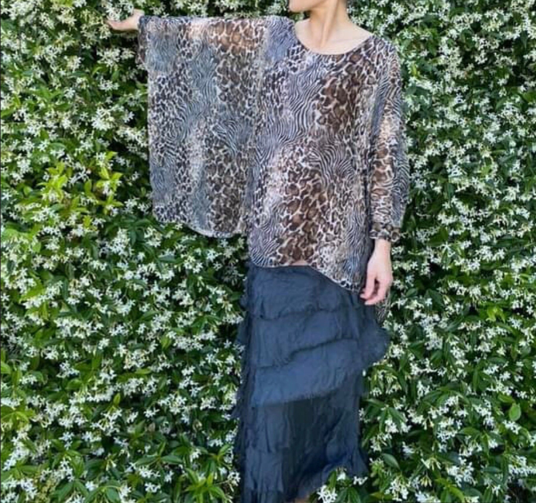 Made In Italy Messina Layered Maxi Silk Skirt