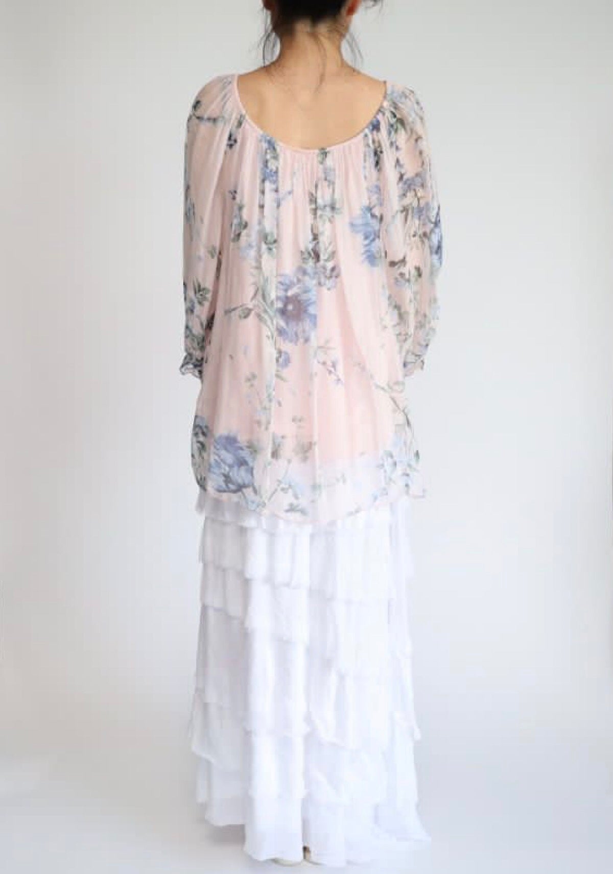 Made In Italy Messina Layered Maxi Silk Skirt