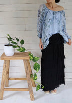 Made In Italy Messina Layered Maxi Silk Skirt