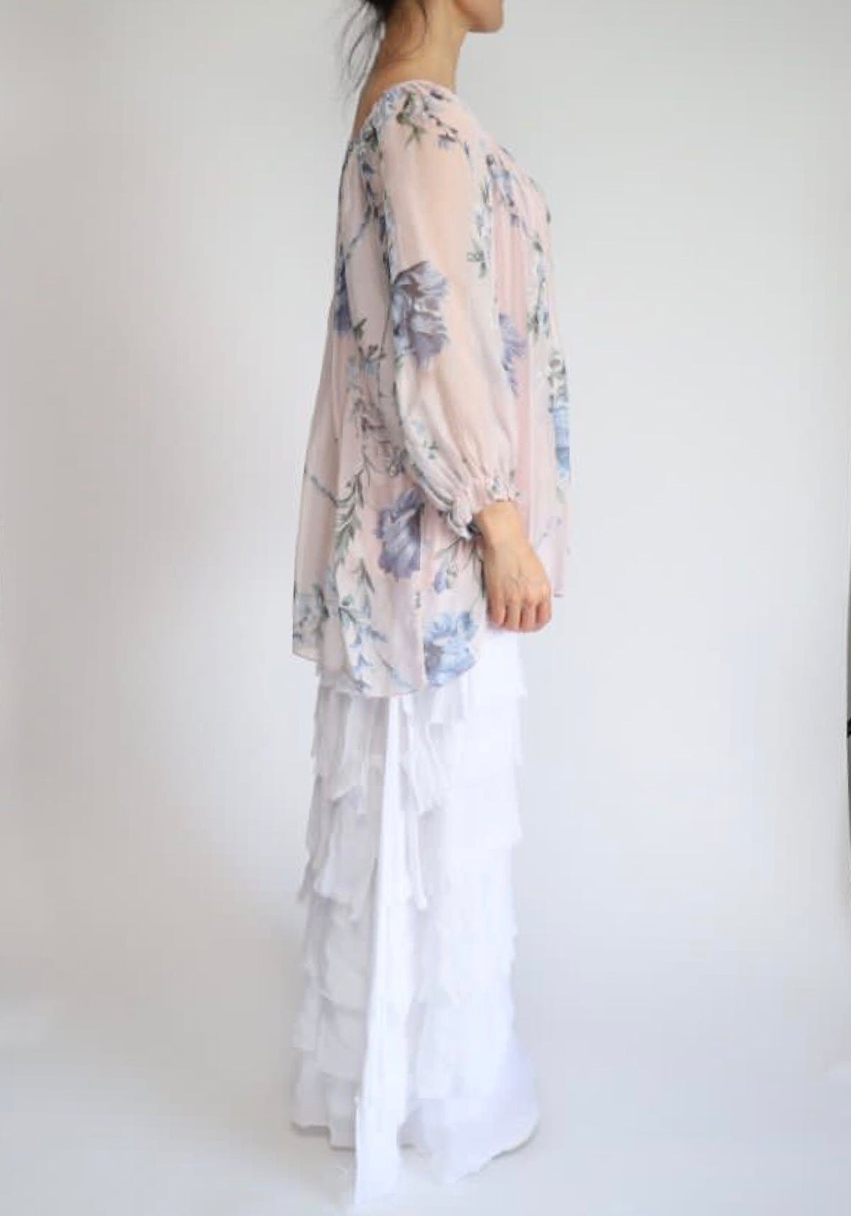 Made In Italy Messina Layered Maxi Silk Skirt