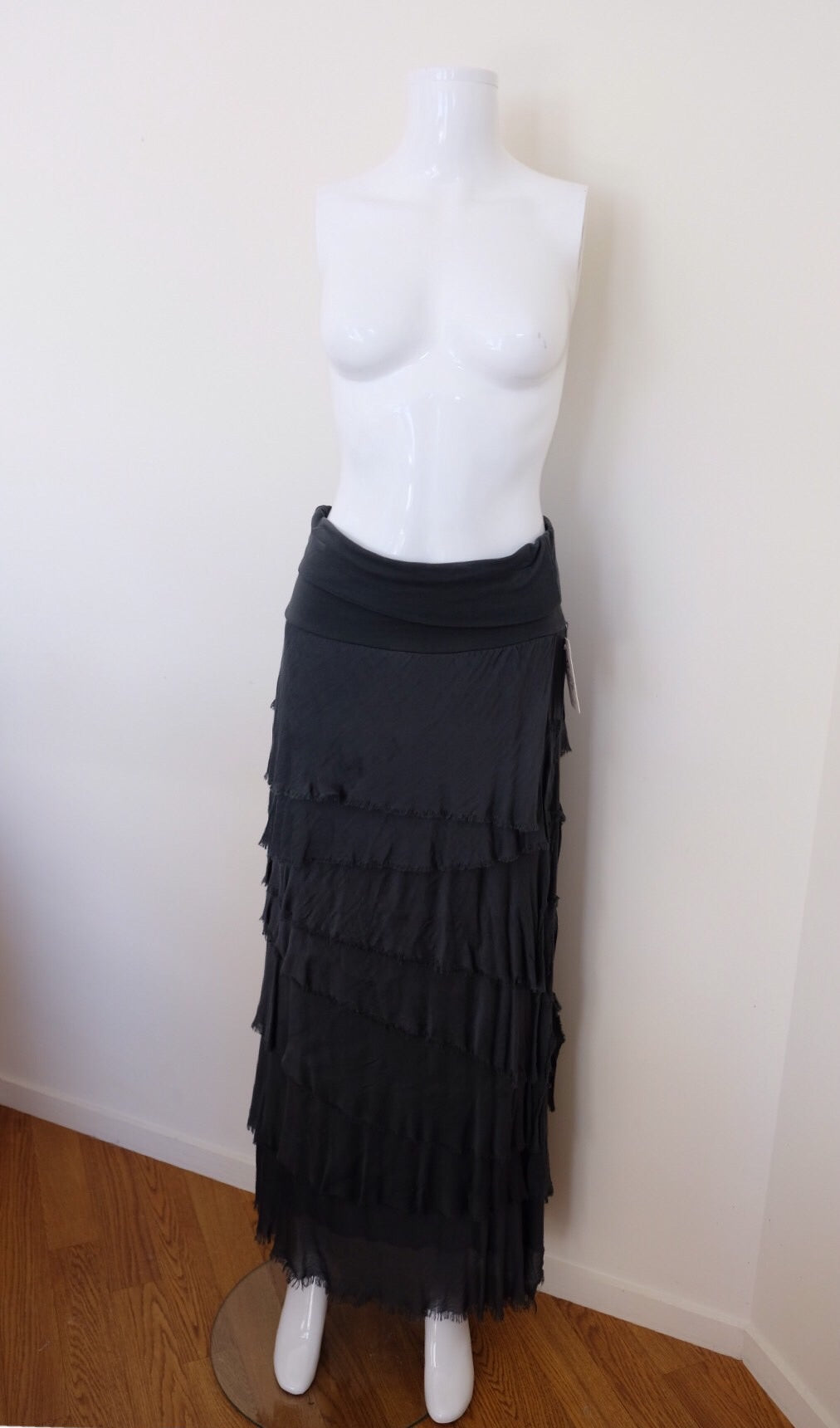 Made In Italy Messina Layered Maxi Silk Skirt